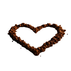 "Heart Shape Made of Ground Coffee Powder Symbol of Love for Coffee Isolated on White"