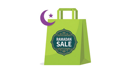 Ramadan Sale Shopping Bag with Crescent Moon and Star.
