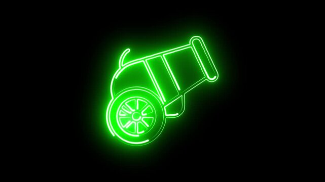 Neon glowing marijuana cannabis leaf sign with sparks on black background futuristic lighting design