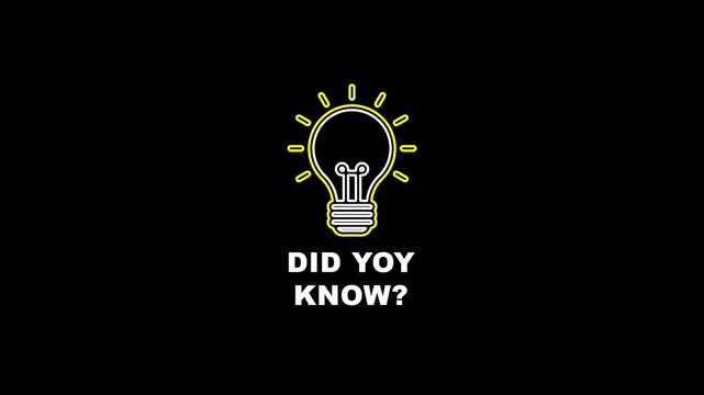 Did you know question mark light bulb idea concept with yellow rays on black background