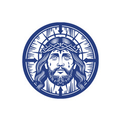 Jesus Christ wearing crown of thorns religious symbol.