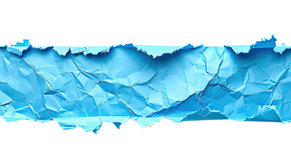 Obraz premium Crumpled, torn blue paper strip against black, textured edges