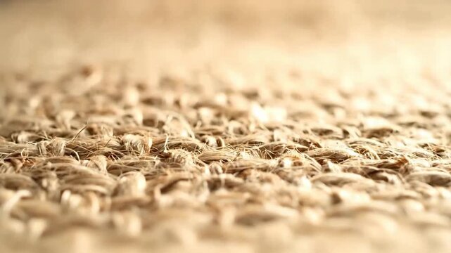Close-up of woven burlap fabric, showcasing its texture and natural, earthy tones.