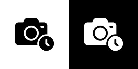 カメラに時計マーク・セルフタイマーのアイコン（ベクター） © hamo