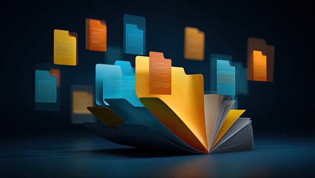 Digital organization of files and documents, 3D rendering