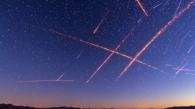 Spectacular Meteor Shower Displaying Shooting Stars Across the Night Sky