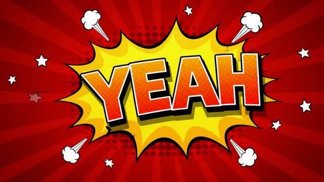 Red and Yellow Comic Book Style Yeah Speech Bubble