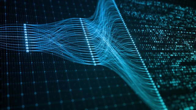 Abstract Neural Network Architecture Visualization, Connected Nodes and Data Flow Lines, Big Data AI Machine Learning Algorithm System, Digital Technology Background, Artificial Intelligence Concept