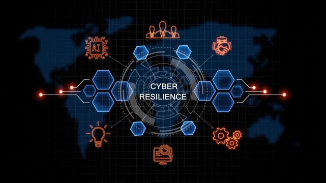 glowing cyber resilience. button in German on a futuristic, abstract. concept. Work performance is influenced. Abstract neon Hud knowledge ability business gear icon Glowing neon line concept.