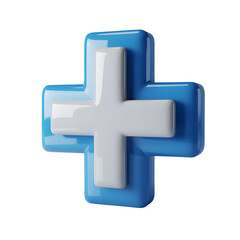 Obraz premium Blue plus sign symbol illustration on a black background. Medical icon.
