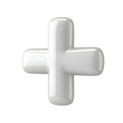 Obraz premium 3D rendering of a white plus sign on a black background.