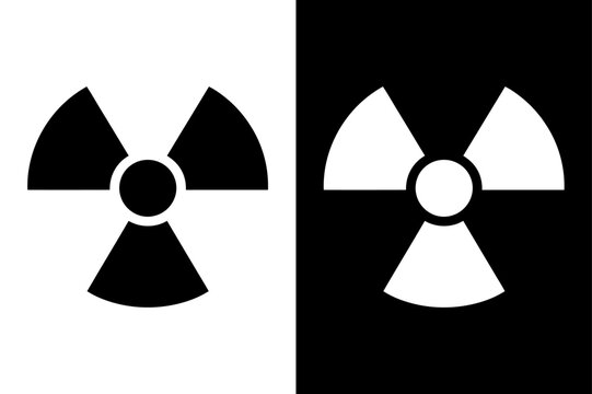 Radioactive Hazard Icon Silhouette. Black and White Nuclear Warning Symbol Vector Illustration