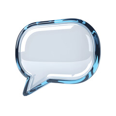 Fototapeta premium Transparent blue and white speech bubble on a black background graphic.