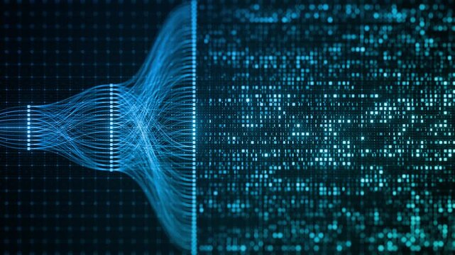 Abstract Neural Network Architecture Visualization, Connected Nodes and Data Flow Lines, Big Data AI Machine Learning Algorithm System, Digital Technology Background, Artificial Intelligence Concept
