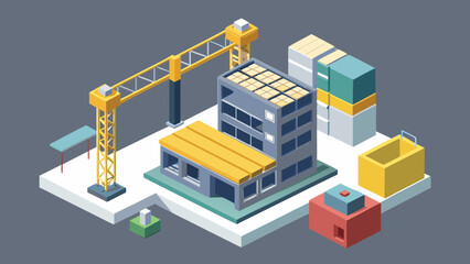 Minimal Isometric Construction Elements Vector Illustration