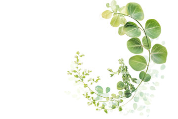 Green moringa leaves and branches isolated on transparent background. Moringa isolated on white background.