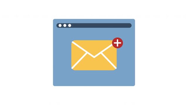 email message envelope on tab window icons animation design