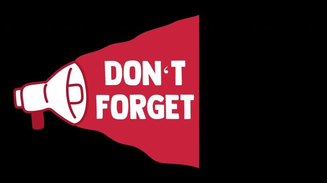 Megaphone DONT FORGET countdown template with red objects