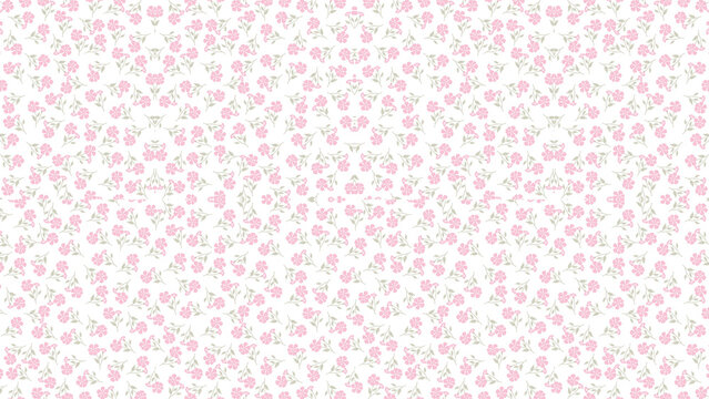 Seamless pink ditsy floral pattern