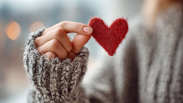 A lady clutches a red heart in her palms, representing love, care, compassion, and health