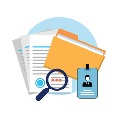 Office folder with documents, searching file directory, search