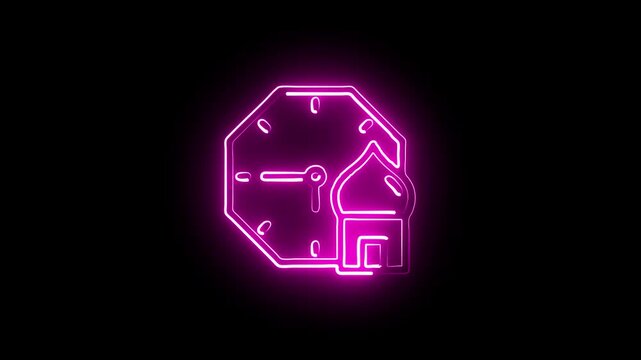 Neon glowing clock icon on dark background futuristic time management digital concept vector illustration