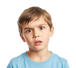 Confused child expression portrait neutral isolated on transparent background