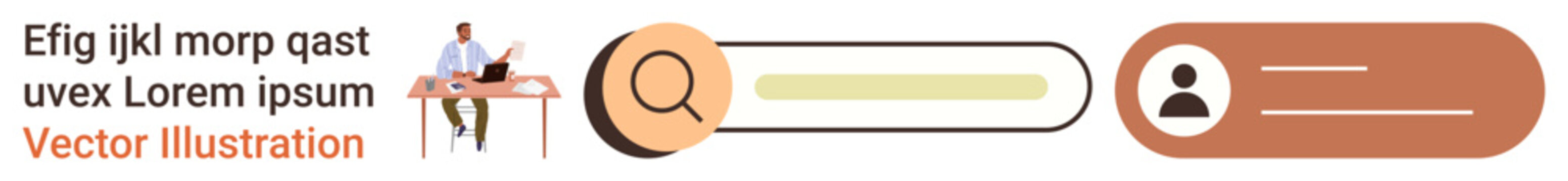 User interface, digital tools, web design, user experience, navigation, profiles. A search bar with a magnifying glass icon and profile button. User interface and digital tools concept