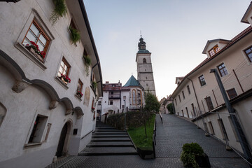 Fototapeta premium Škofja Loka historic town after rain in Slovenia