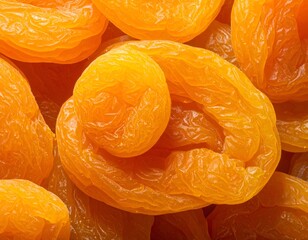 Close-up of a pile of dried, orange-hued stone fruit