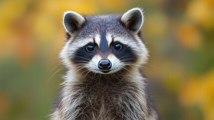 Obraz premium cute raccoon on nature. raccoon in a field