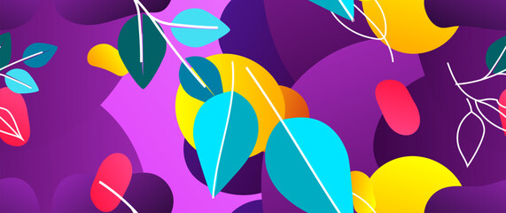 Bold Leaf Pattern. Tropical Leaf. Modern Motif. Jungle Print. Foliage Summer Seamless Pattern. Trending Vector Background. Artistic Botanical Surface. Abstract Plant. Bright Fashion. Contrast Drawing © Сашка Шаргаева