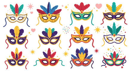 Obraz premium Set of ornate masquerade masks for carnival and celebration.