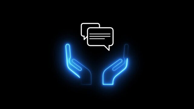 Suggestion and feedback concept on the black background. Team communication skill, engagement, idea sharing, open mind, customer feedback and consulting. Motion graphics of communication idea. 