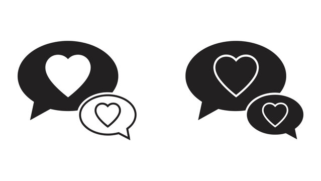 Black and white heart speech bubbles