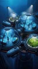 Underwater habitat modules support scientific research and cultivate plant life deep beneath the ocean surface