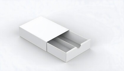 Fototapeta premium Blank White Sliding Drawer Box Mockup for Product Packaging.
