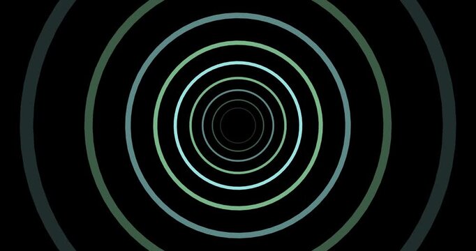 Abstract Neon Green and Blue Concentric Circles Tunnel Loop