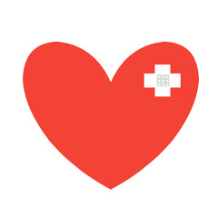 Obraz premium red heart illustration with medical bandage plus