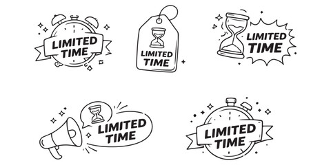 Fototapeta premium Limited Time Sale Badges and Icons - Announcing Special Offers and Promotions