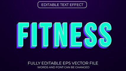 Obraz premium Fitness editable 3d text effect vector typography style