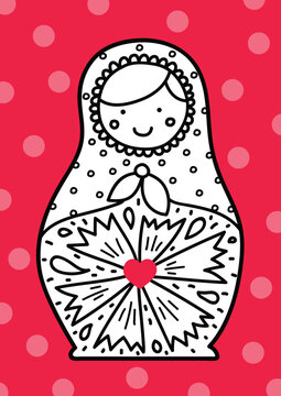 Matryoshka. Cute babushka. Poster.
