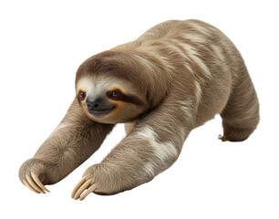 Fototapeta premium Sloth stretching in tropical forest animal nature scene isolated on transparent background