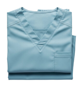 Healthcare action scrubs folded neatly in clinical environment isolated on transparent background