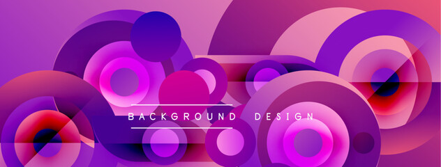 Obraz premium Abstract circles overlap, creating vibrant purple, pink gradients. Modern design element for backgrounds, presentations. Smooth transitions visible.