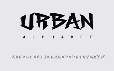 Street cool urban typography logo. Fun skater alphabet font design. Edgy Street Style Urban Alphabet. Bold Graffiti Vector Letters. 