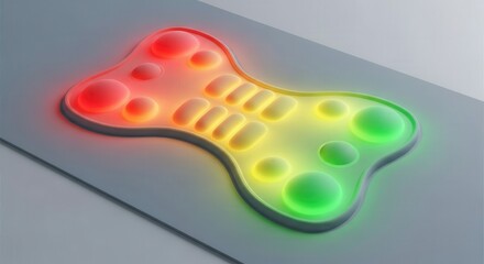 Obraz premium Illuminated futuristic input device features a gradient of vibrant colors across its segmented surface