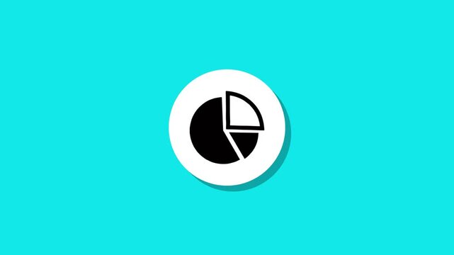 A motion graphic animation of a circular white button with a pie chart icon that appears then disappears