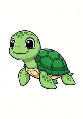 Obraz premium cute turtle vector illustration, on solid white background in clean modern style