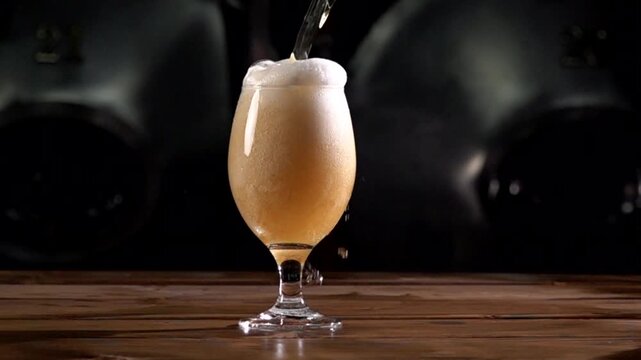 Craft Beer Pour Captured at 1000 Fps for a Close Look at Brewing Processes and Foam Formation